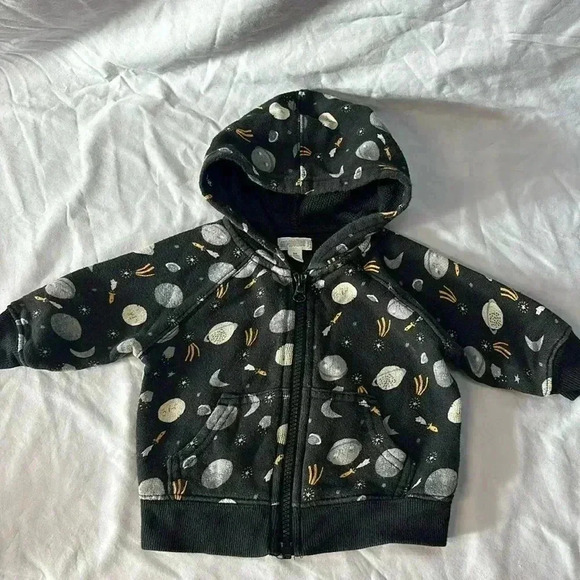Gymboree - Full zip Grey/black hoodie. Size 3-6  months - Picture 1 of 4